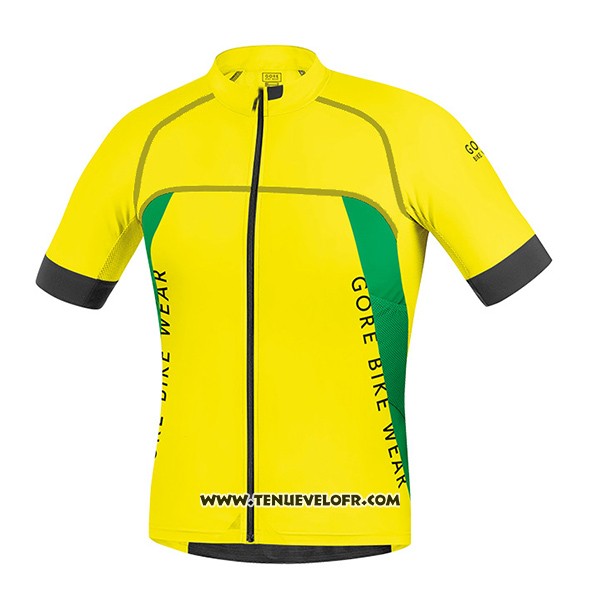 2017 Maillot Ciclismo Gore Bike Wear Power Alp-x pro Jaune Manches Courtes et Cuissard